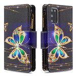 Housse Samsung Galaxy S20 Poche Zippée Papillons Housse Samsung Galaxy S20 Poche Zippée Papillons