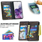 Housse Samsung Galaxy S20 Poche Zippée Papillons Housse Samsung Galaxy S20 Poche Zippée Papillons