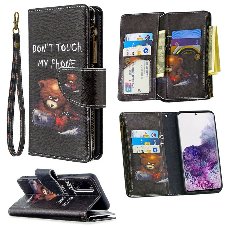 Housse Samsung Galaxy S20 Poche Zippée Ours Housse Samsung Galaxy S20 Poche Zippée Ours