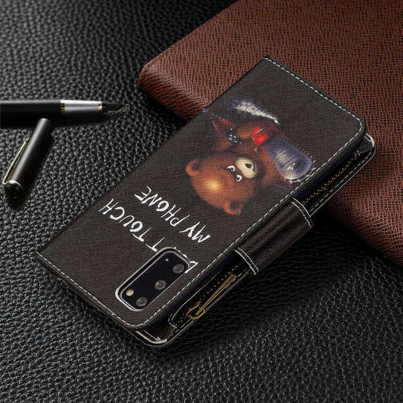 Housse Samsung Galaxy S20 Poche Zippée Ours Housse Samsung Galaxy S20 Poche Zippée Ours