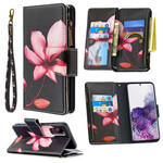 Housse Samsung Galaxy S20 Poche Zippée Fleur