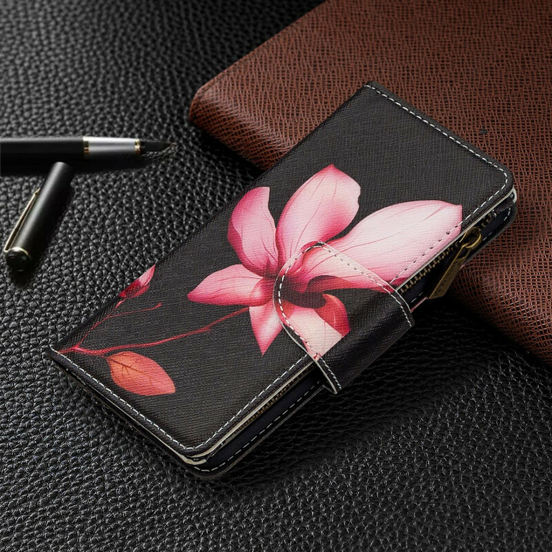 Housse Samsung Galaxy S20 Poche Zippée Fleur