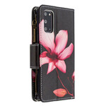 Housse Samsung Galaxy S20 Poche Zippée Fleur