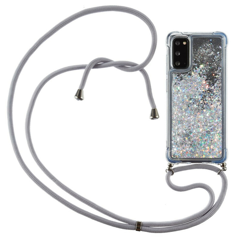 Coque Samsung Galaxy S20 Paillettes avec Cordon Coque Samsung Galaxy S20 Paillettes avec Cordon