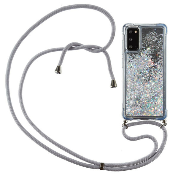 Coque Samsung Galaxy S20 Paillettes avec Cordon