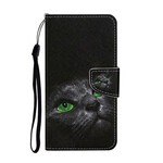 Housse Samsung Galaxy S20 Ultra Chat aux Yeux Verts avec Lanière Housse Samsung Galaxy S20 Ultra Chat aux Yeux Verts avec Lanière
