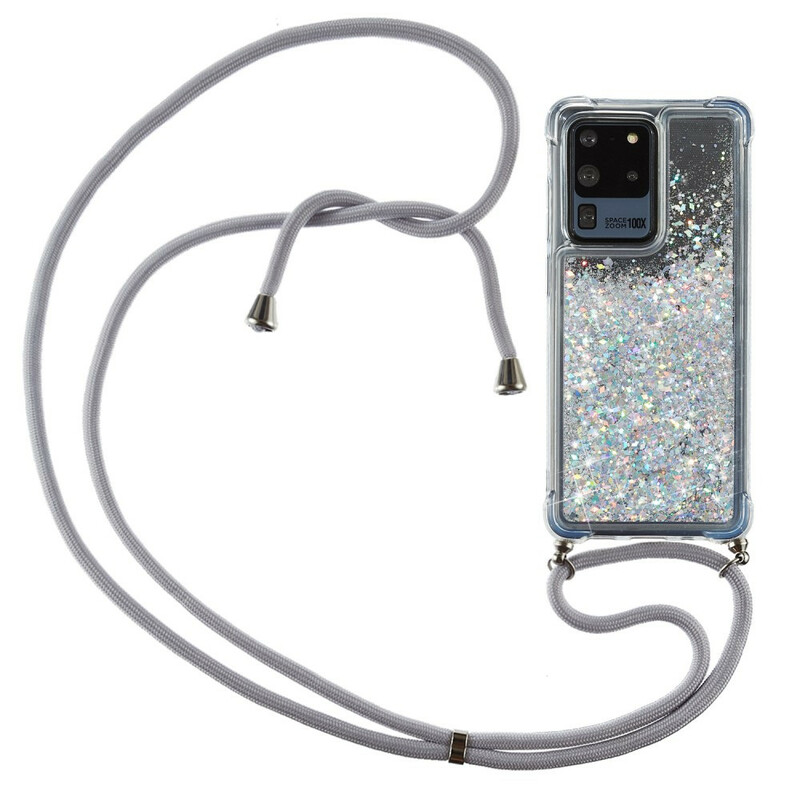 Coque Samsung Galaxy S20 Ultra Paillettes avec Cordon Coque Samsung Galaxy S20 Ultra Paillettes avec Cordon