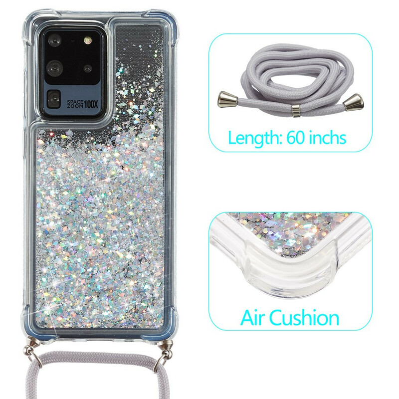 Coque Samsung Galaxy S20 Ultra Paillettes avec Cordon