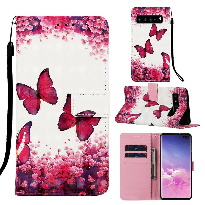 Housse Samsung Galaxy S10 5G Papillons Rouges Housse Samsung Galaxy S10 5G Papillons Rouges