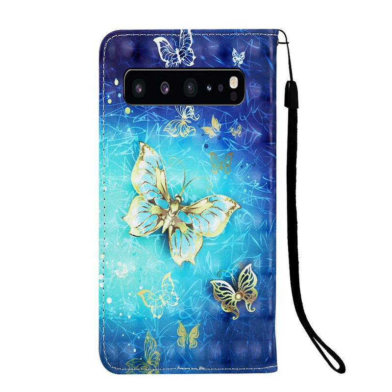 Housse Samsung Galaxy S10 5G Papillons Dorés