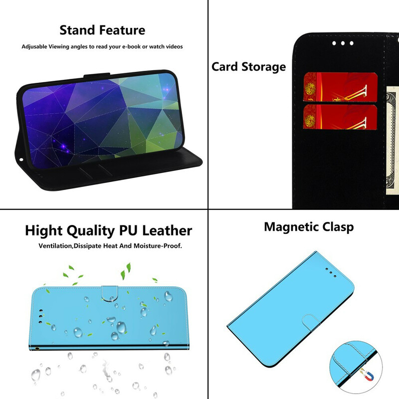 Housse Xiaomi Redmi 9A Simili Cuir Couverture MIroir Housse Xiaomi Redmi 9A Simili Cuir Couverture MIroir
