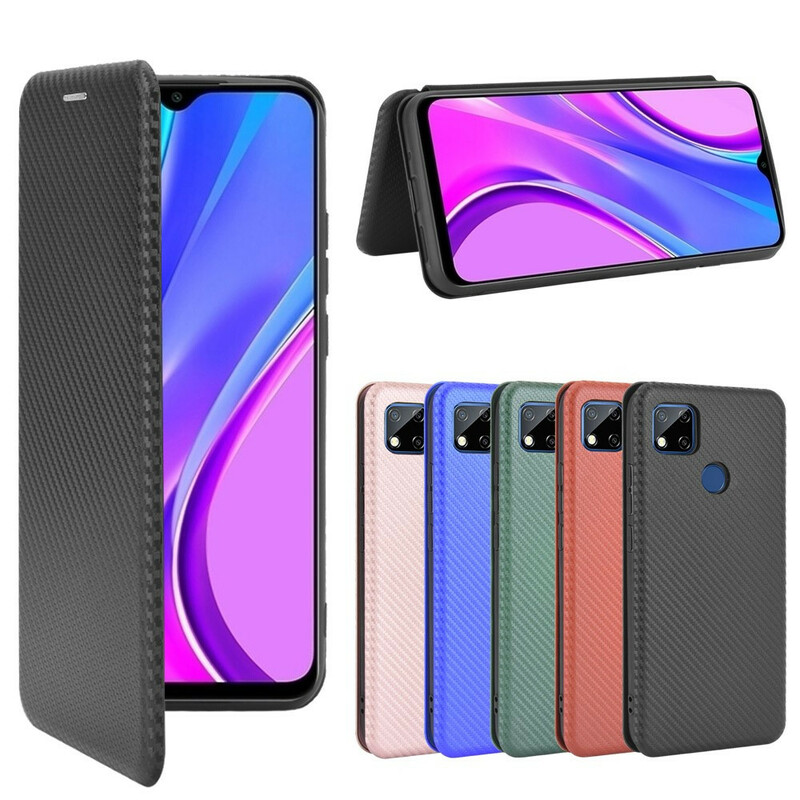 Flip Cover Xiaomi Redmi 9C Silicone Carbone Coloré