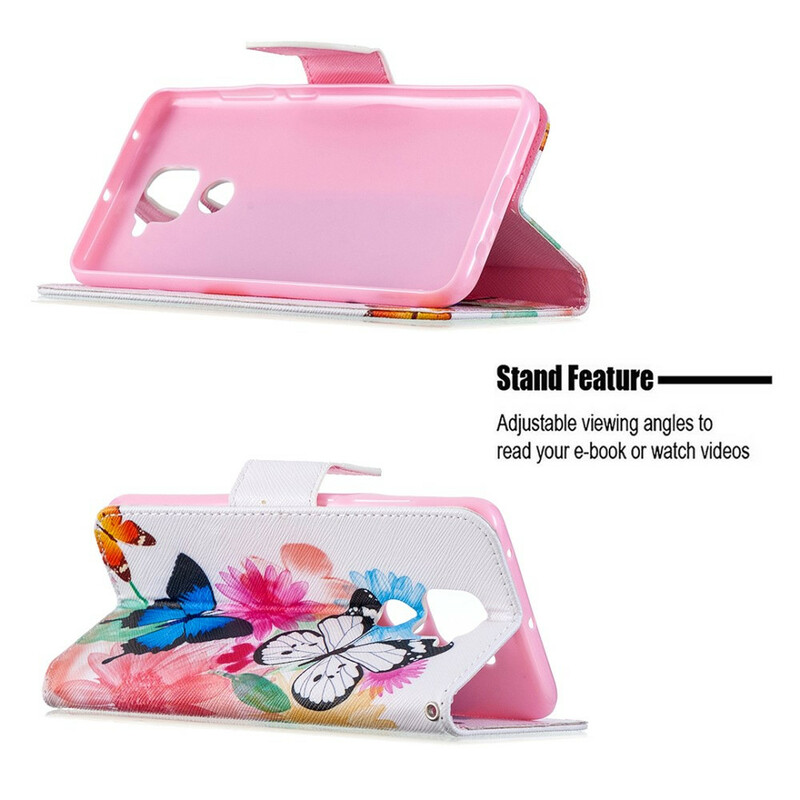 Housse Xiaomi Redmi Note 9 Papillons et Fleurs Peints Housse Xiaomi Redmi Note 9 Papillons et Fleurs Peints