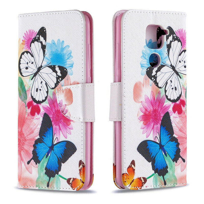 Housse Xiaomi Redmi Note 9 Papillons et Fleurs Peints
