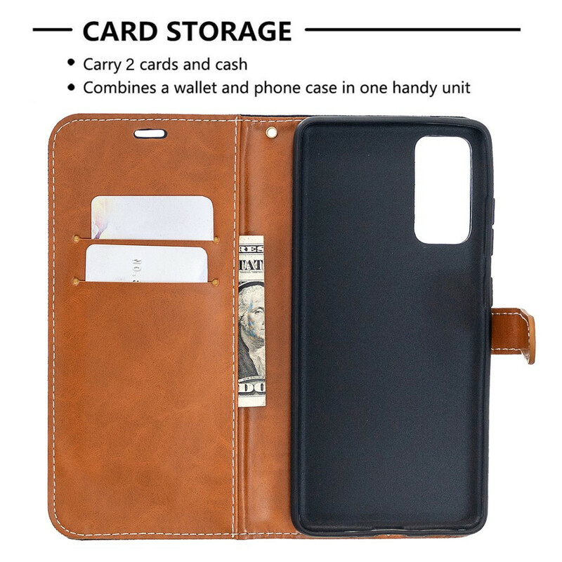 Housse Samsung Galaxy S20 FE Tissu et Effet Cuir à Lanière