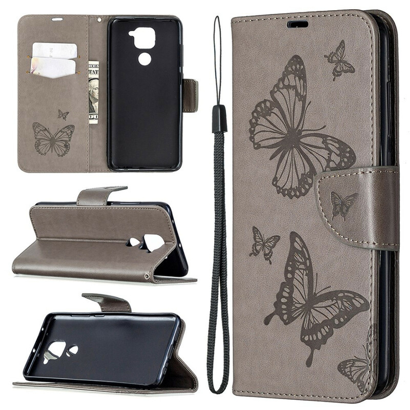 Housse Xiaomi Redmi Note 9 Papillons et Rabat Oblique Housse Xiaomi Redmi Note 9 Papillons et Rabat Oblique