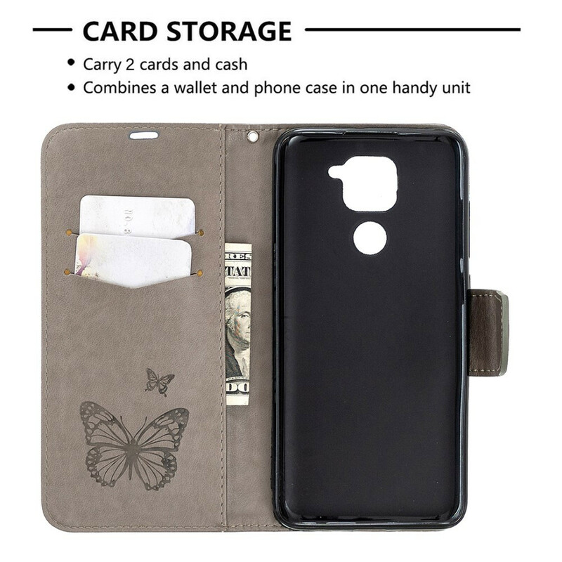 Housse Xiaomi Redmi Note 9 Papillons et Rabat Oblique Housse Xiaomi Redmi Note 9 Papillons et Rabat Oblique
