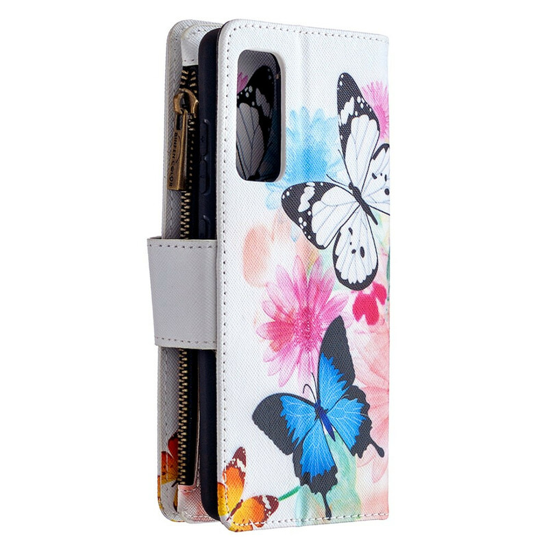 Housse Samsung Galaxy S20 FE Poche Zippée Papillons Housse Samsung Galaxy S20 FE Poche Zippée Papillons