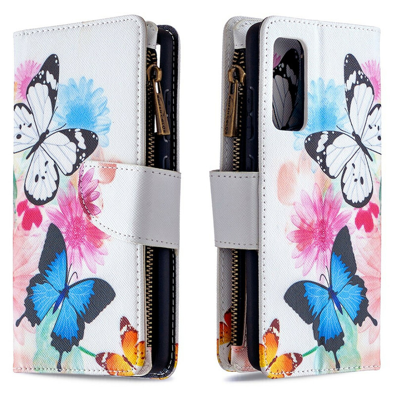 Housse Samsung Galaxy S20 FE Poche Zippée Papillons Housse Samsung Galaxy S20 FE Poche Zippée Papillons