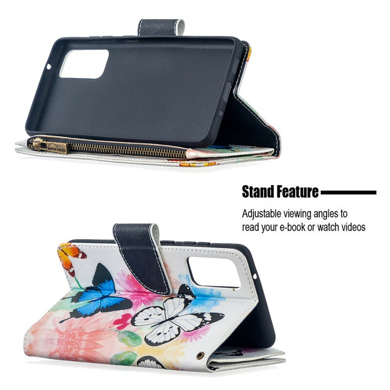 Housse Samsung Galaxy S20 FE Poche Zippée Papillons Housse Samsung Galaxy S20 FE Poche Zippée Papillons