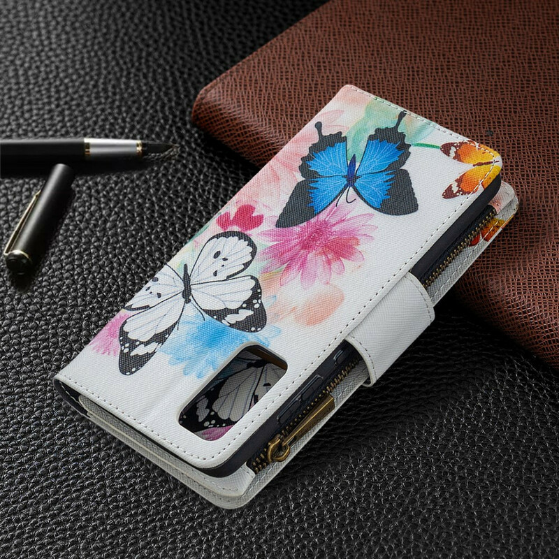 Housse Samsung Galaxy S20 FE Poche Zippée Papillons Housse Samsung Galaxy S20 FE Poche Zippée Papillons
