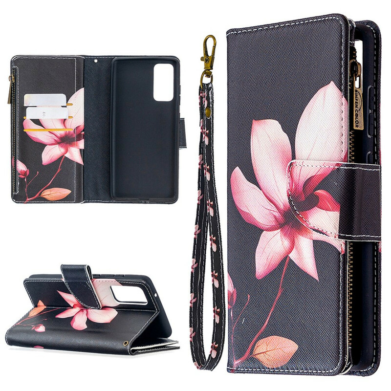 Housse Samsung Galaxy S20 FE Poche Zippée Fleur Housse Samsung Galaxy S20 FE Poche Zippée Fleur