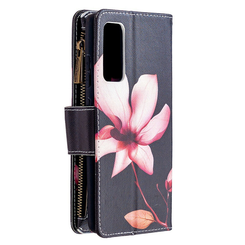Housse Samsung Galaxy S20 FE Poche Zippée Fleur Housse Samsung Galaxy S20 FE Poche Zippée Fleur