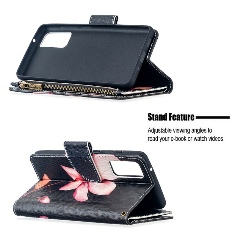 Housse Samsung Galaxy S20 FE Poche Zippée Fleur Housse Samsung Galaxy S20 FE Poche Zippée Fleur