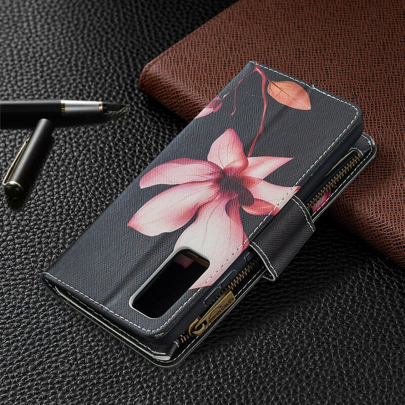 Housse Samsung Galaxy S20 FE Poche Zippée Fleur Housse Samsung Galaxy S20 FE Poche Zippée Fleur