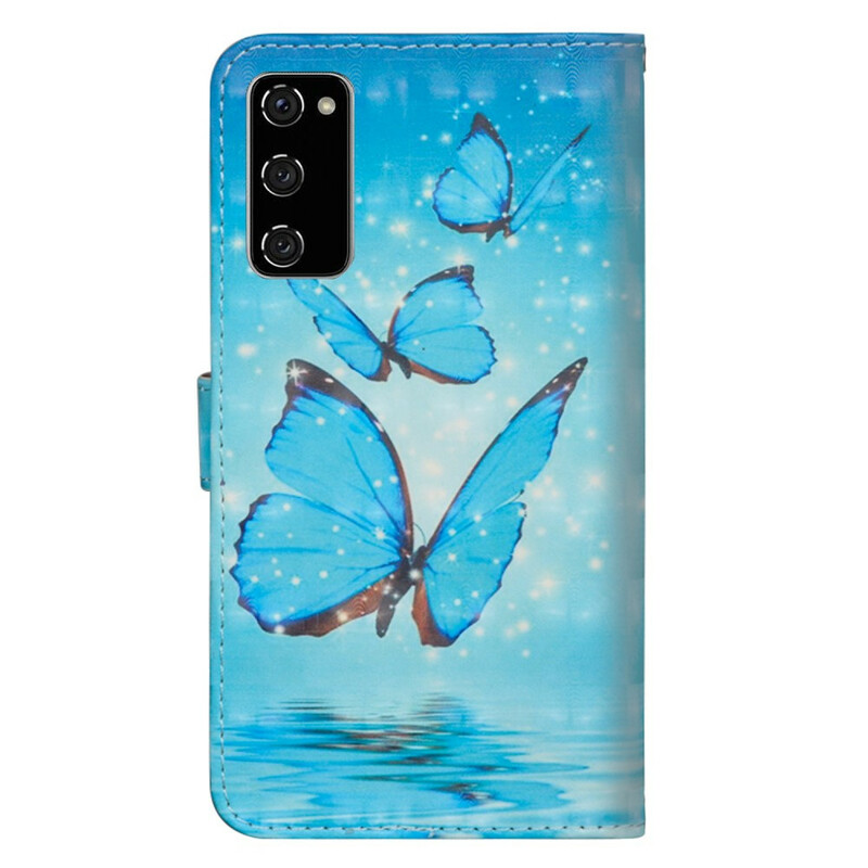 Housse Samsung Galaxy S20 FE Papillons Bleus Volants Housse Samsung Galaxy S20 FE Papillons Bleus Volants