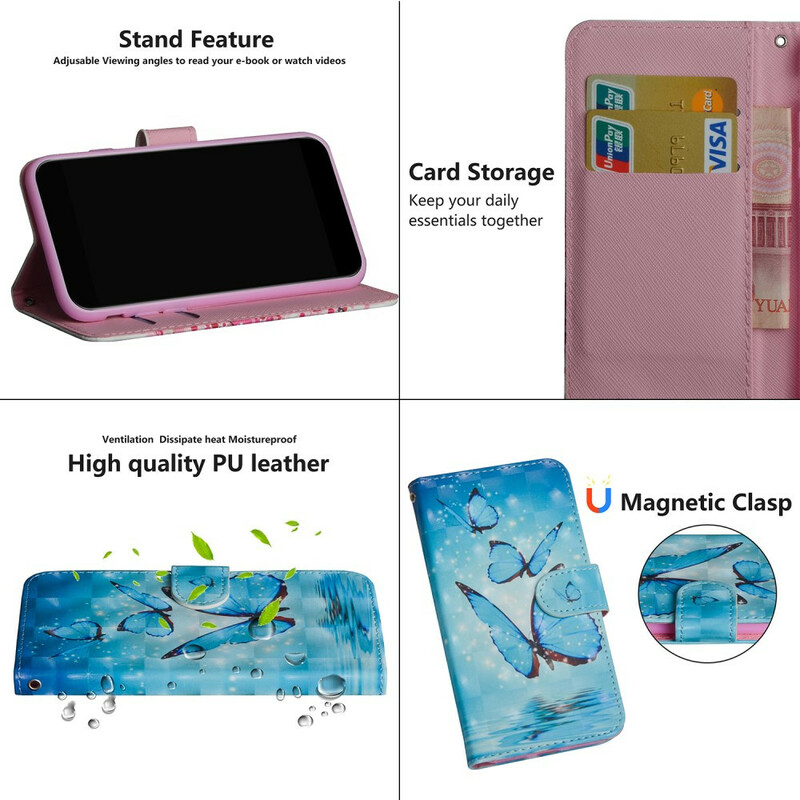 Housse Samsung Galaxy S20 FE Papillons Bleus Volants Housse Samsung Galaxy S20 FE Papillons Bleus Volants
