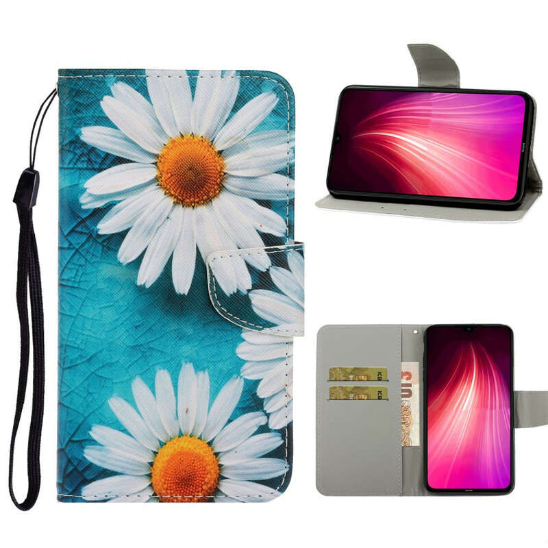 Housse Xiaomi Redmi Note 8T Marguerites à Lanière Housse Xiaomi Redmi Note 8T Marguerites à Lanière