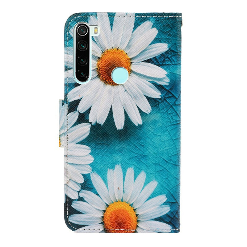 Housse Xiaomi Redmi Note 8T Marguerites à Lanière