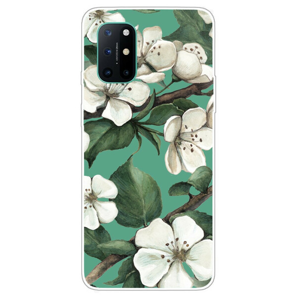 Coque OnePlus 8T Fleurs Blanches Peintes