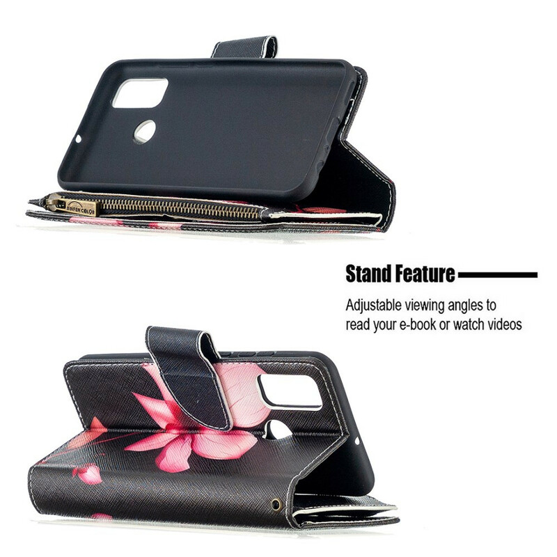 Housse Huawei P Smart 2020 Poche Zippée Fleur Housse Huawei P Smart 2020 Poche Zippée Fleur