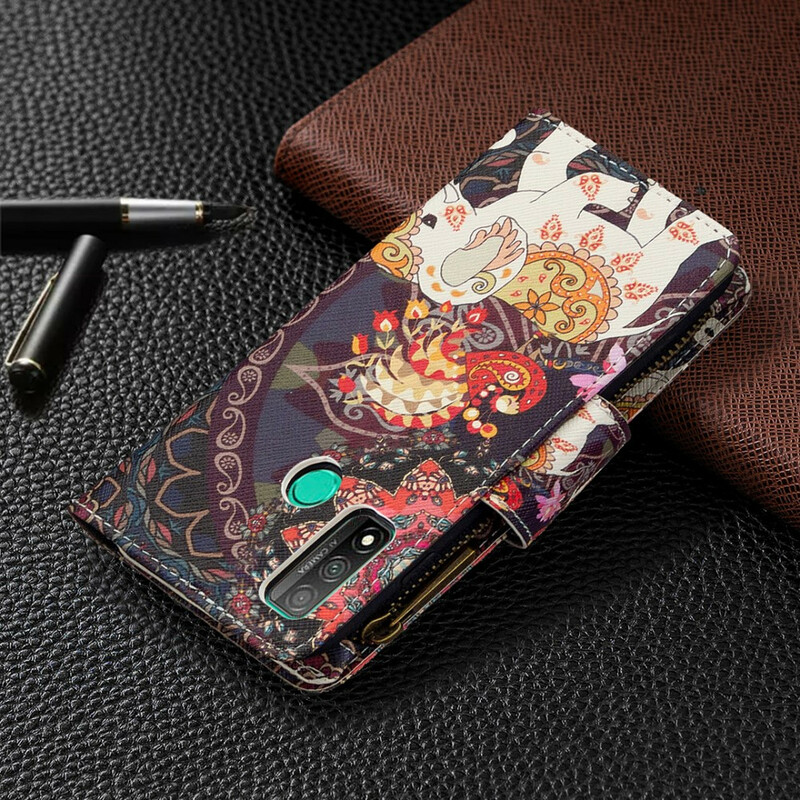 Housse Huawei P Smart 2020 Poche Zippée Éléphant Housse Huawei P Smart 2020 Poche Zippée Éléphant
