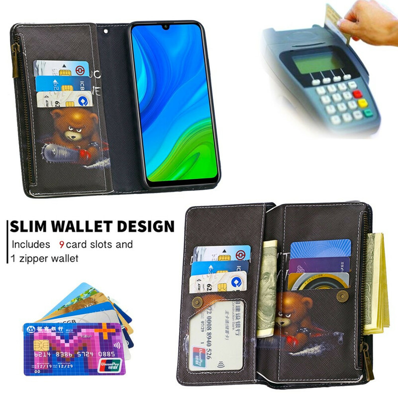 Housse Huawei P Smart 2020 Poche Zippée Ours Housse Huawei P Smart 2020 Poche Zippée Ours