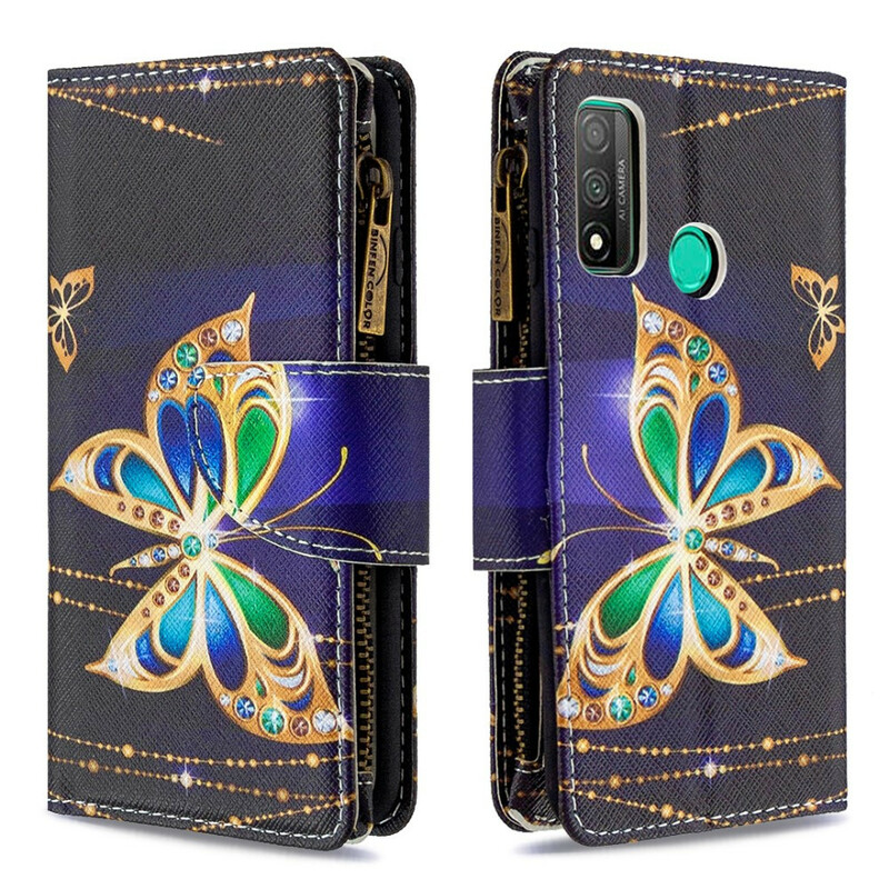 Housse Huawei P Smart 2020 Poche Zippée Papillons Housse Huawei P Smart 2020 Poche Zippée Papillons