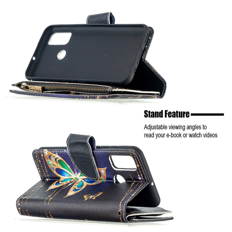 Housse Huawei P Smart 2020 Poche Zippée Papillons Housse Huawei P Smart 2020 Poche Zippée Papillons
