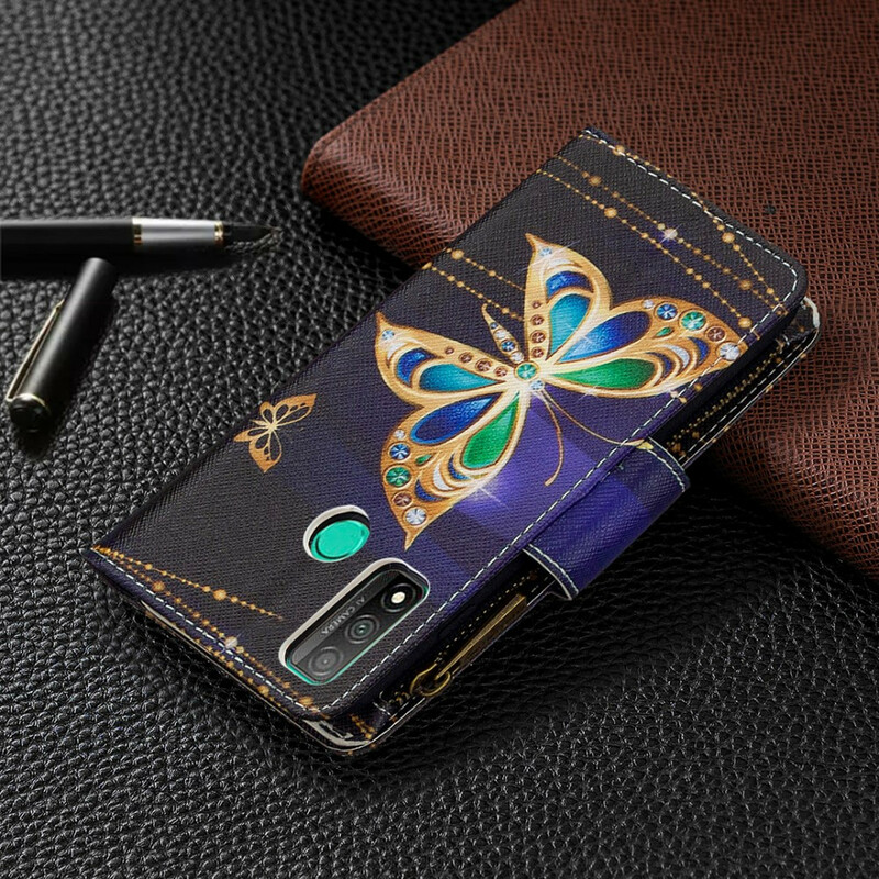 Housse Huawei P Smart 2020 Poche Zippée Papillons Housse Huawei P Smart 2020 Poche Zippée Papillons