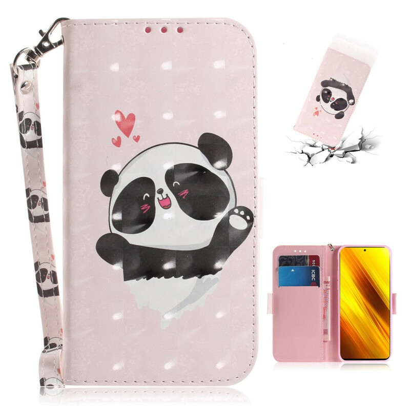 Housse Xiaomi Poco X3 Panda Love à Lanière