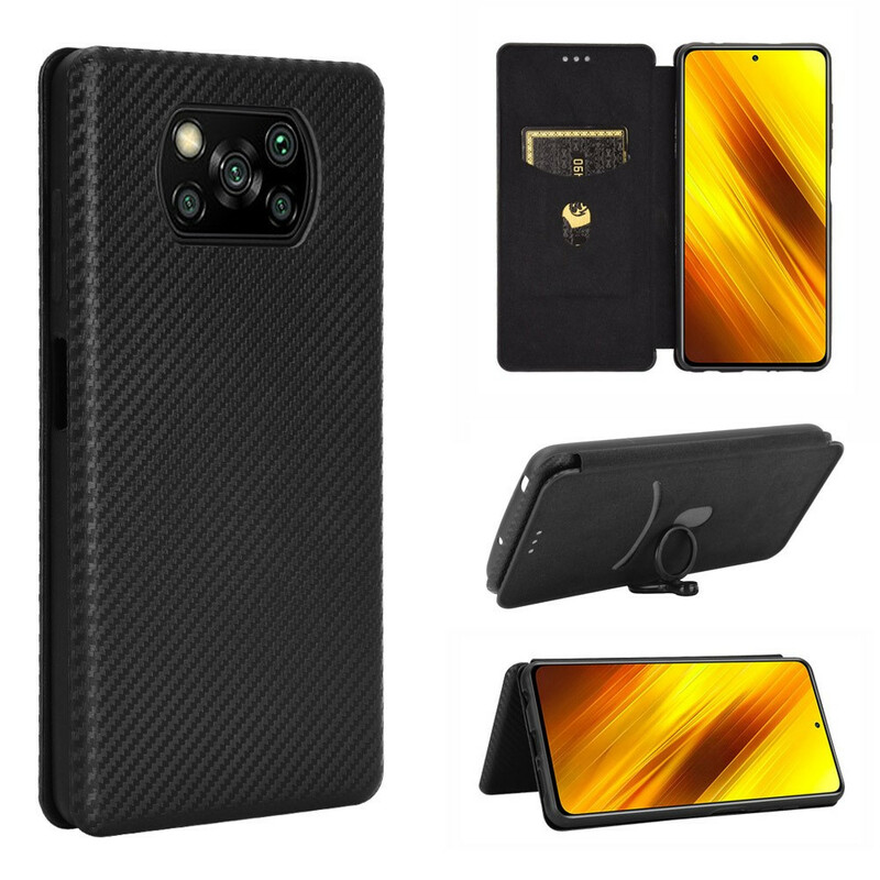Flip Cover Poco X3 Fibre Carbone Colorée Flip Cover Poco X3 Fibre Carbone Colorée