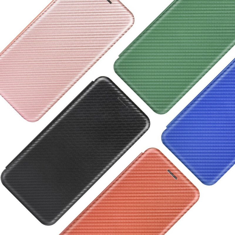 Flip Cover Poco X3 Fibre Carbone Colorée