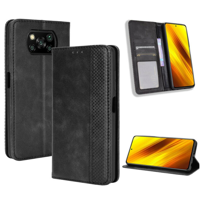 Flip Cover Poco X3 Effet Cuir Vintage Stylisé Flip Cover Poco X3 Effet Cuir Vintage Stylisé