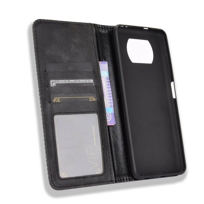 Flip Cover Poco X3 Effet Cuir Vintage Stylisé Flip Cover Poco X3 Effet Cuir Vintage Stylisé