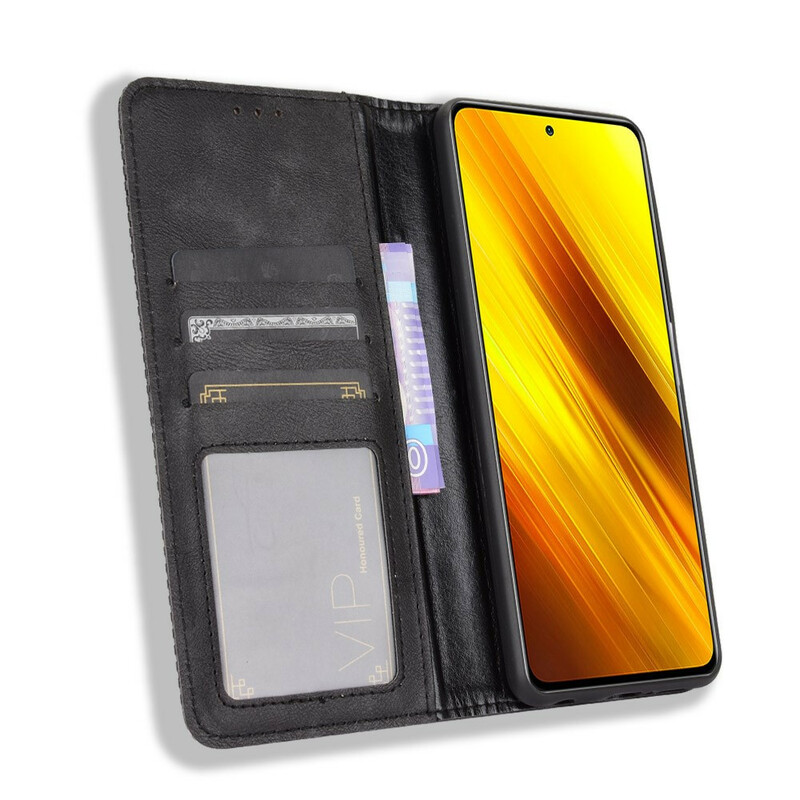 Flip Cover Poco X3 Effet Cuir Vintage Stylisé Flip Cover Poco X3 Effet Cuir Vintage Stylisé