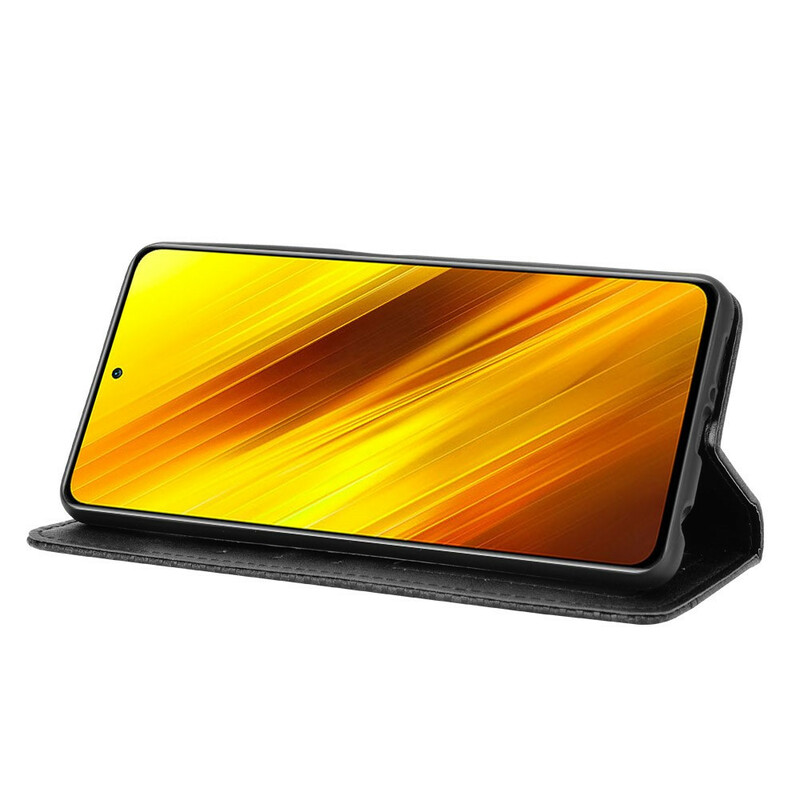 Flip Cover Poco X3 Effet Cuir Vintage Stylisé Flip Cover Poco X3 Effet Cuir Vintage Stylisé