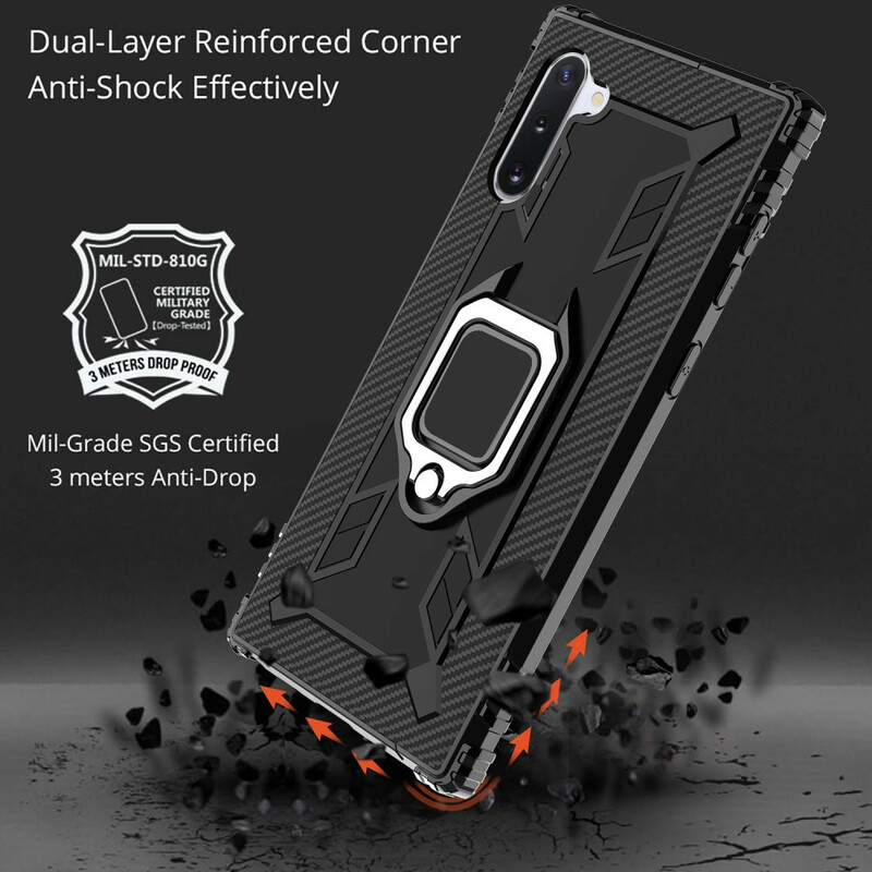 Coque Samsung Galaxy Note 10 Ring et Fibre Carbone Coque Samsung Galaxy Note 10 Ring et Fibre Carbone