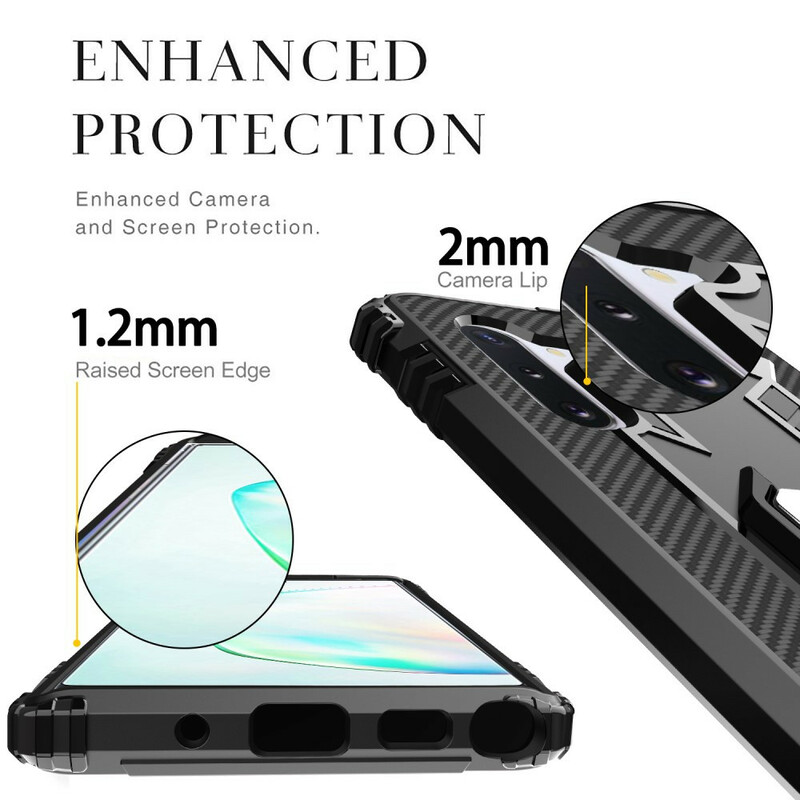 Coque Samsung Galaxy Note 10 Ring et Fibre Carbone Coque Samsung Galaxy Note 10 Ring et Fibre Carbone