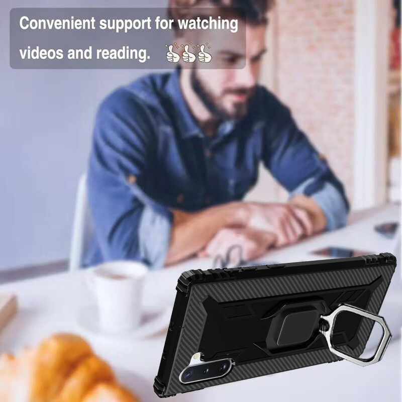 Coque Samsung Galaxy Note 10 Ring et Fibre Carbone Coque Samsung Galaxy Note 10 Ring et Fibre Carbone